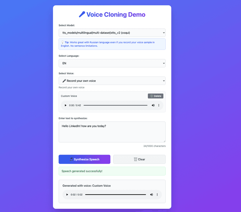 Cover image for Voice Cloning Demo